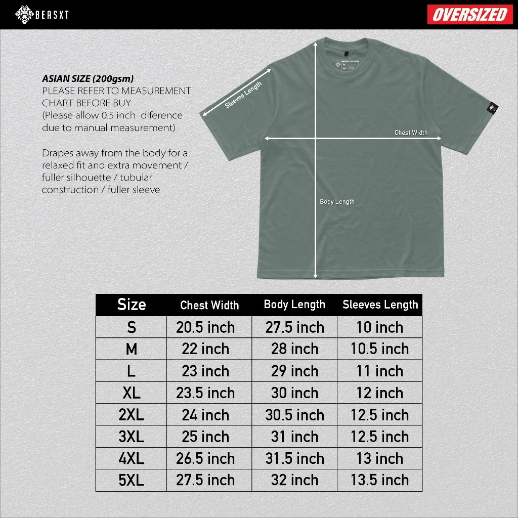 BEAXST - Oversized Plain Tshirt Comfort 100% Cotton (200gsm)