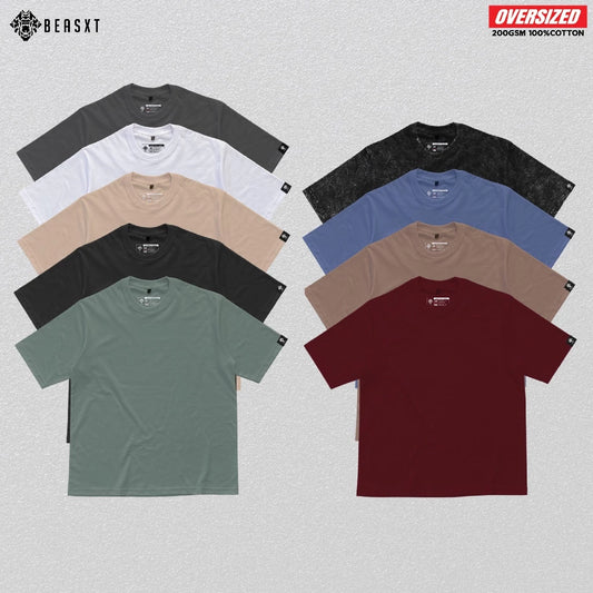 BEAXST - Oversized Plain Tshirt Comfort 100% Cotton (200gsm)